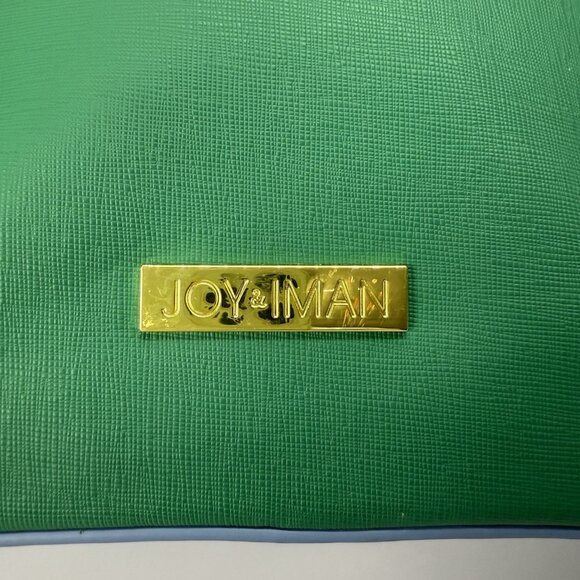 Joy & Iman Kelly Green Leather‎ Tote Bag Structured Satchel Purse Business Chic - Picture 5 of 16